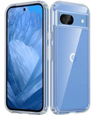 _Mega Brand for Google-Pixel 8a Case Clear: Support Wireless Charging Military Grade Drop Protection Anti Yellowing Cell Phone Cover - Rugged Durable Shockproof Protective Bumper(Clear)