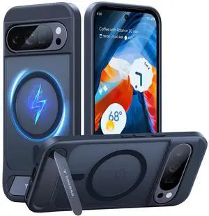 _Mega Brand Magnetic & Stand for Google Pixel 9 Pro Case/Pixel 9 Case, Fit for MagSafe, 12FT Mil-Grade Drop Protection, Slim Fit for Google Pixel 9/9 Pro Phone Case with Built-in Kickstand, Black