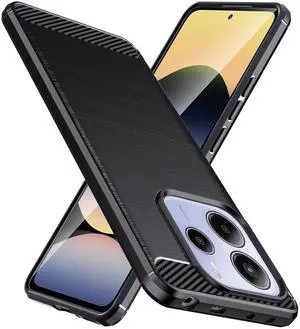_Mega Brand Designed for Redmi Note 14 5G Case,Flexible TPU [Brushed Texture] [Anti-Slip] Shockproof Military Protection Bumper Phone Case,Slim Case Cover for Xiaomi Redmi Note 14 5G,Black
