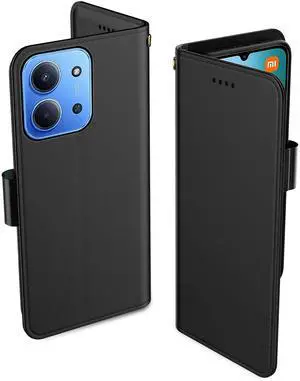 _Mega Brand for Xiaomi Redmi 15C 4G Case, PU Leather Flip Cover Wallet Protector with id Holder Card Slots Magnetic Closure Protective Phone Cover for Xiaomi Redmi 15C 4G Wallet Case, Black