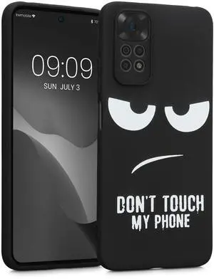 _Mega Brand TPU Silicone Case Compatible with Xiaomi Redmi Note 11 / Note 11S - Case Soft Cover - Don't Touch My Phone White/Black