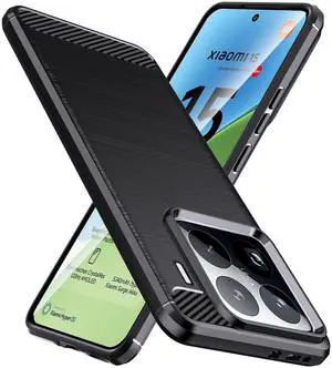_Mega Brand Designed for Xiaomi 15 Case,Flexible TPU [Brushed Texture] [Anti-Slip] Shockproof Military Protection Bumper Phone Case,Slim Case Cover for Xiaomi 15,Black