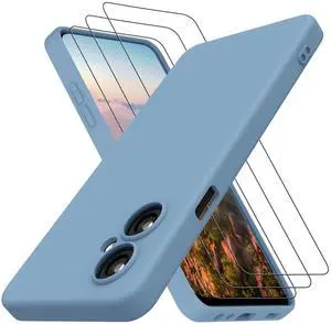 _Mega Brand for OnePlus Nord N30 5G Phone Case with 3 Pack Tempered Glass Screen Protectors, Soft Liquid Silicone TPU with Microfiber Liner Full-Body Protective Cover Case for OnePlus Nord N30, Gray