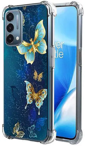 _Mega Brand for OnePlus Nord N200 5G Case, Slim Flexible TPU for Girls Women Airbag Bumper Shock Absorption Rubber Soft Silicone Case Cover Fit for OnePlus Nord N200 5G (Butterfly)