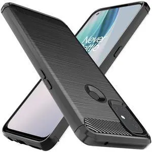 _Mega Brand for Oneplus Nord N10 Case Shock-Absorption Flexible TPU Rubber Protective Cell Phone Cover for Oneplus Nord N10 5G(Black)