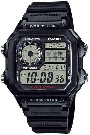 _Mega Brand Men's Classic Japanese-Quartz Watch with Resin Strap, Black, 21 (Model: AE1200WH-1A)
