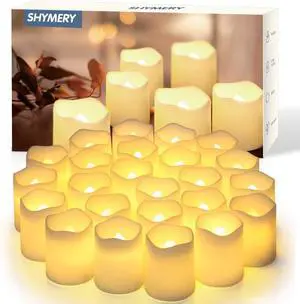 _Mega Brand  Votive Candles,Flameless Flickering Electric Fake Candle,24 Pack 200+Hour Battery Operated LED Tea Lights in Warm White for Wedding, Table, Halloween,Christmas Decorations 1.5"X1.7"
