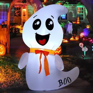 _Mega Brand 4 FT Halloween Inflatable Cute Ghost Outdoor Decorations Blow Up Yard Ghost with Built-in LEDs for Indoor Garden Lawn Party Decor