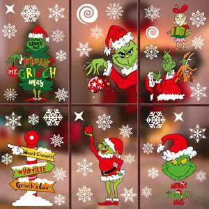_Mega Brand Christmas Window Clings Decorations for Glass Windows Winter Stickers Snowflakes Christmas Decorations Christmas Window Stickers for Holiday Window Clings Winter Decorations 10 Sheet