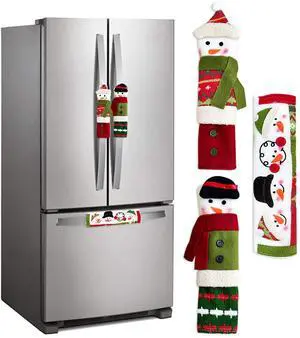 _Mega Brand 3 Piece Set Christmas Snowman Refrigerator Door Handle Covers Appliance Handle Covers Christmas Decorations Fits Standard Size Kitchen Refrigerator Microwave Oven Or Dishwasher