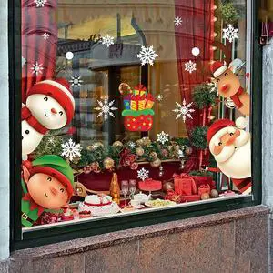 _Mega Brand 82PCS Christmas Snowflake Window Clings Stickers for Glass, Xmas Decals Christmas Decorations Indoor Holiday Snowflake Santa Claus Reindeer Decals for Party