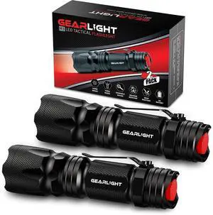 _Mega Brand M3 Mini LED Flashlight - 2 Bright, Small Tactical Flashlights with High Lumens and Pocket Clip for Camping, Outdoor & Emergency Use  - Black