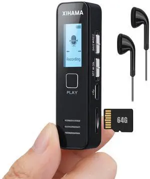 _Mega Brand64GB Mini Voice Recorder, Digtal Voice Recorder Spy Hidden Pocket Tape Recorder with Playback for Lectures, Meetings, 4608 Hours Handheld Audio Recorder with Microphone, USB Charge,