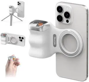 _Mega Brand Fun Shot Magnetic Phone Camera DSLR Style Shutter Grip for iPhone & Android with Detachable Wireless Shutter Button - 1/4" Screw - Comfort Ergonomic Camera Grip Handle Holder