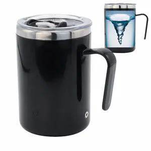 _Mega Brand Rechargeable Self Stirring Mug - Magnetic Adsorption Charging | IPX7 | Electric Auto Mixing Stainless Steel Cup 400 ml/13.5 oz(Black)