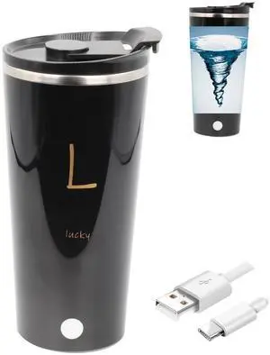 _Mega Brand  Rechargeable Self Stirring Mug - Magnetic Electric Auto Mixing Stainless Steel Cup for Office/Kitchen/Travel/Home Coffee/Tea/Hot Chocolate/Milk-400 ml/13.5 oz(Black)
