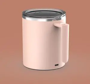 _Mega Brand Self Stirring Coffee Mug 12.2 oz, Electric Mixing Cup with Magnetic Stirrer & Anti-Sedimentation, Rechargeable Travel Mug for Coffee, Milk, Hot Cocoa (Pink)