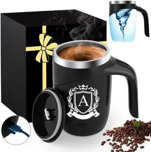 _Mega Brand  Stirring Coffee Mug with Lid Handle Automatic Self Electric Mixing Insulated Stainless Steel Spill Leak Proof Heavy Large Reusable Thermal Travel Tea Cup Camping Big Water Tumbler,