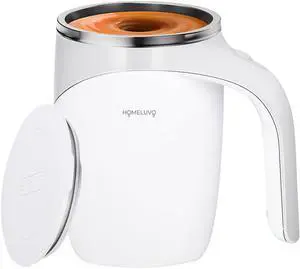 _Mega Brand Stirring Coffee Mug - Intelligent Magnetic Mixing & Spinning Cup with Built-in Magnet Mixer Spinner and Stirrer - Rechargeable Electric Stainless Steel Stir Blender Mug with Lid