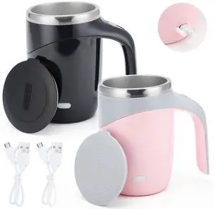 _Mega Brand Self Stirring Coffee Mug, Auto Stirring Coffee Mug Rechargeable Self Mixing Coffee Cup for Coffee, Tea and Milk - 2 Pack (Model Combo 2)