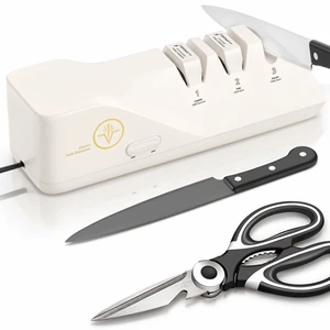 Professional Electric Knife Sharpeners with 100% Diamond Abrasives and Precision Angle Guides, Multifunctional 3-Stage Slots, Applicable to Straight Knife and Ceramic Knife Professional Electric Knife Sharpeners with 100% Diamond Abrasives and Precision Angle Guides, Multifunctional 3-Stage Slots, Applicable to Straight Knife and Ceramic Knife
