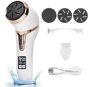 _Mega Brand Electric Callus Remover for Feet with Vacuum, Premium Portable Pedicure Tools Rechargeable Waterproof 2 Speed Foot File Scrubber Callus Remover Tool Foot Care kit White