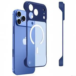 _Mega Brand  Magnetic Slim Case for iPhone 17 Pro Compatible with MagSafe, Clear Matte Ultra-Thin Bumper Frameless Borderless Design with Finger Loop Full Camera Protection for Women Men, Deep Blue