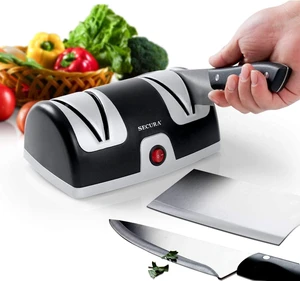 2-Stage Electric Knife Sharpener with Diamond Abrasives and Precision Angle Guides, Professional Sharpening Tool for Kitchen Straight Edge and Ceramic Knife, Black 2-Stage Electric Knife Sharpener with Diamond Abrasives and Precision Angle Guides, Professional Sharpening Tool for Kitchen Straight Edge and Ceramic Knife, Black