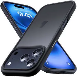 _Mega Brand Designed for iPhone 17 Pro Case with Aluminium Alloy Buttons, [Support Wireless Charging] Translucent Matte Soft Silicone Slim Anti-Scratch Protective Phone Case Cover, Black
