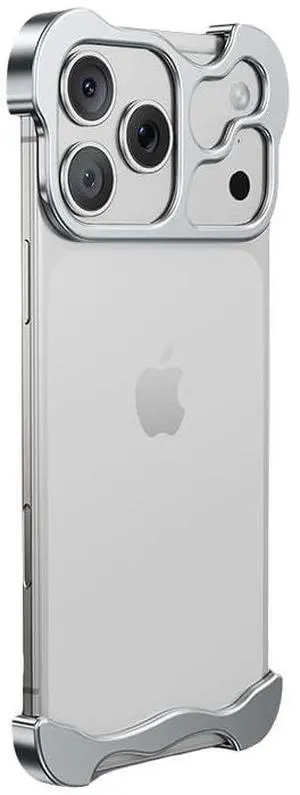 _Mega Brand Frameless Series Designed for iPhone 17 Pro Case,Minimalist Protective Shock Absorption Aerospace Grade Aluminum Shells & Elastomer Inlays Easy Fit,Shockproof Bumper Cover,Silver
