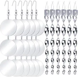 _Mega Brand Bird Scare Devices, 3.9 Inch Large 18PCS Reflective Discs Set + 6PCS Bird Scare Rods, Double-Sided Bird Reflectors Keep All Birds Away Woodpeckers Pigeons from Your House Garden Boat