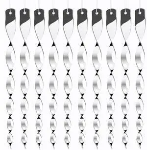 _Mega Brand 10 Pack Bird Deterrents for Outside, Bird Repellent Hanging Silver Plastic Reflectors Scare Rods, Garden Decorative Reflective Scare Birds Away, Like Woodpeckers, Pigeons and Geese