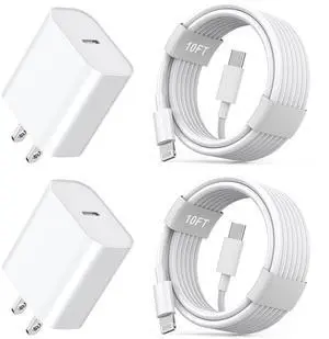 _Mega Brand iPhone11 12 13 14 Fast Charger,2Pack 20W iPhone Charger Fast Charging Block Adapter with 10FT USB-C to Lightning Data Sync Charging Cord for iPhone 14 13 12 11 Pro Max Xs Xr X 8