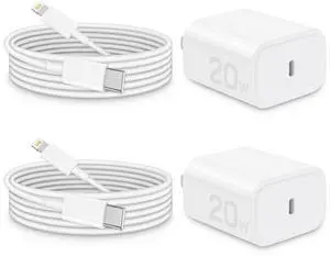 i Phone Charger Fast Charging, MFi Certified, 20W USB C Block with 6Ft Charging Cable for i Phone 14/13/12/11/Xs/8, i Pad and More [2 Pack]