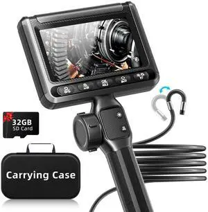 _Mega Brand Two-Way Articulating Borescope with Light, _Mega Brand Industrial Endoscope with Snake Scope Camera, Borescope Inspection Camera with Light for Automotive & Aircraft Mechanics, 5.5FT