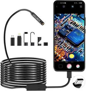 _Mega Brand 1920P Snake Inspection Borescope, Type C Endoscope, Scope Camera with 8 LED Lights for Android and iOS Smartphone, iPhone, iPad, Samsung (16.5 FT/5M)