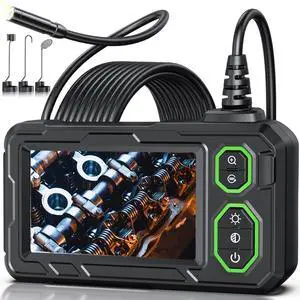 _Mega Brand Endoscope Camera with Light, 4.3" Inspection Camera, 1920P HD Borescope with 8 LED Lights, IP67 Waterproof Snake Sewer Tools, 16.4ft Semi-Rigid Drain Endoscope Cool Gadget (Green)