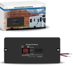 _Mega Brand Digital RV Propane Gas Detector with 85dB Loud Alarm, DC 12V, for Trailer, Motorhome, Motorcoach (Flush Mount - Black)