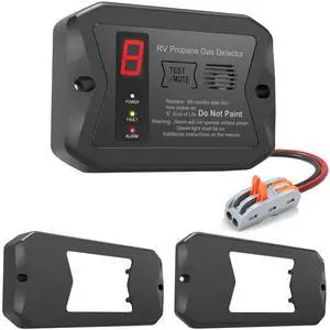 _Mega Brand RV Propane Gas Detector, Digital Propane/LP Gas Alarm-12V DC for Motorhome Travel Trailer, Motor Coach, Truck Camper, (R501 Black)