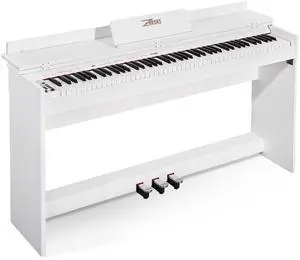 _Mega Brand Digital Piano 88 Key Weighted Keyboard,Full Size Semi Weighted Electronic Keyboard Piano,Electric Piano Keyboard with Sustain Pedal, Portable Piano Keyboard for Beginners Adults,White