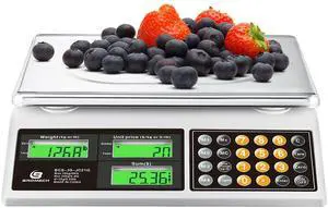 _Mega Brand Price Computing Scale, 66lb Digital Commercial Food Meat Produce Weighing Scale with Green Backlight LCD for Farmers Market, Retail Outlets, Dry Battery Powered, Not for Trade