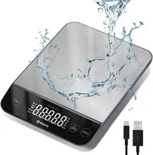 _Mega Brand Digital Food Kitchen Scale, Grams and Oz for Weight Loss, Baking and Cooking, 0.05oz/1g Precise Graduation,5 Weight Units, IPX6 Waterproof, USB Rechargeable,304 Stainless Steel-Silver,