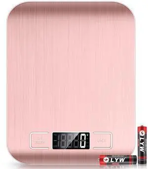 _Mega Brand  Food Scale Pink, 10kg/22lb Digital Kitchen Scale Weight Grams and Oz for Baking and Cooking, 1g/0.1oz Precise Graduation, Easy Clean Stainless Steel