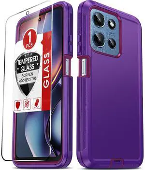 _Mega Brand for Motorola Moto-G-2025 Case: [NOT FIT G Power] Heavy Duty 3 in 1 Rugged Cover, Military Grade Shockproof Cell Phone Android Funda para Phone Case for Moto G 2025, Purple