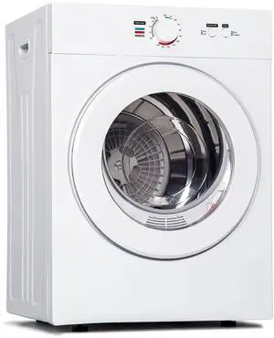 _Mega Brand Compact Dryer 1.8 cu. ft. Portable Clothes Dryers with Exhaust Duct with Stainless Steel Liner Four Function Small Dryer Machine, Suitable for Apartments, Dorm, RVs, White