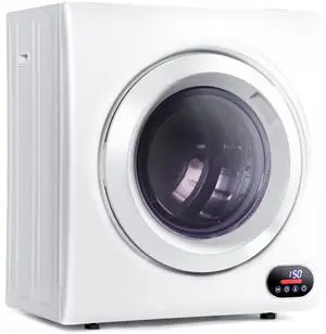 _Mega Brand Compact Laundry Dryer, 3.5 cu ft Front Load Stainless Steel Clothes Dryers With Exhaust Pipe, 1500W, LCD Control Panel Four-Function Portable Dryer For Apartments, Home, Dorm, White