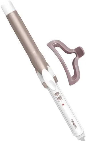 _Mega Brand Double Ceramic 1-Inch Curling Iron with Claw Clip, 1-Inch Barrel Creates Classic Curls, Hair Curler for Use on Short, Medium, and Long Hair, White/Rose Gold