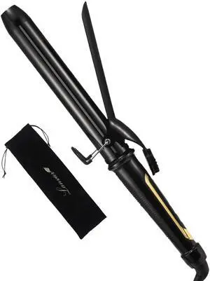 _Mega Brand 1.25 Inch Curling Iron, Extra Long Barrel 1 1/4 Inch Curling Iron for Long Hair up to 450F, Worldwide Dual Voltage Hair Curler for Traveling, Hair Waving Style Tool Black