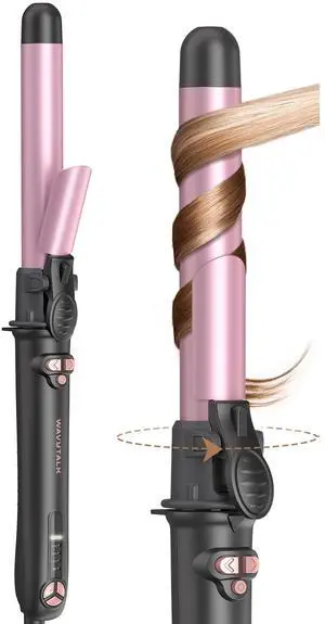 _Mega Brand Rotating Curling Iron, Curl Cycle, 1 Inch Automatic Curling Wand for Long Hair, Get Effortless Beach Waves with Self Spinning Barrel up to 430°F with Home Button, Dual Voltage, Rose Gold