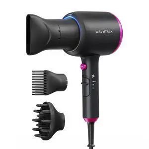 _Mega Brand Hair Dryer with Diffuser, Blown Away Ionic Hair Dryer for Curly Hair with Comb, 1875W Fast Drying Blow Dryer with Ceramic Technology, 3 Attachments for All Hair Types, Light and Quiet